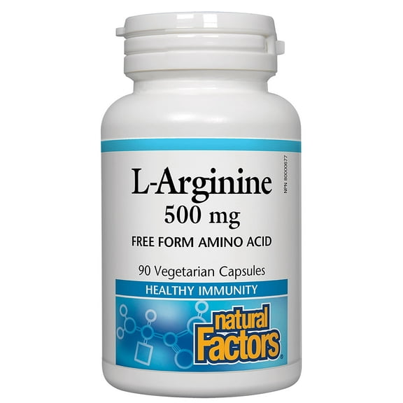Natural Factors L-Arginine 500 mg, Supports a Healthy Cardiovascular System, Heart and Muscle Metabolism, 90 Vegetarian Capsules