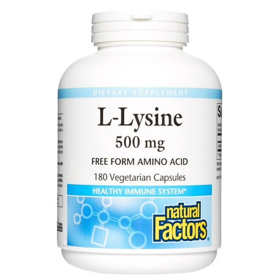 Natural Factors L-Lysine, Supports Healthy Immune System Function, 180 Vegetarian Capsules