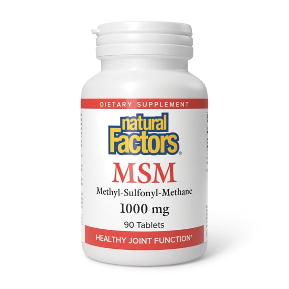 Natural Factors MSM 1000 mg, Supports Healthy Joints, Hair, Skin and Nails, 90 Capsules