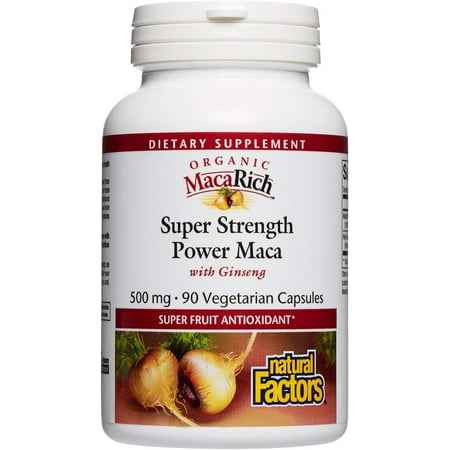 Natural Factors MacaRich, Super Strength Power Maca, Superfruit Antioxidant Supplement with Ginseng, 90 Capsules