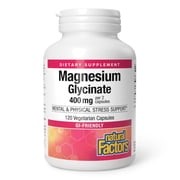 Natural Factors Magnesium Bisglycinate Vegetarian Capsules for Nervous System Support, 200 mg, 120 Capsules