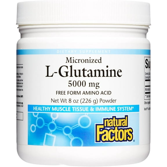 Natural Factors Micronized L-Glutamine Drink Mix 5000 mg, Supports Muscles and Immune Function, 8 Oz