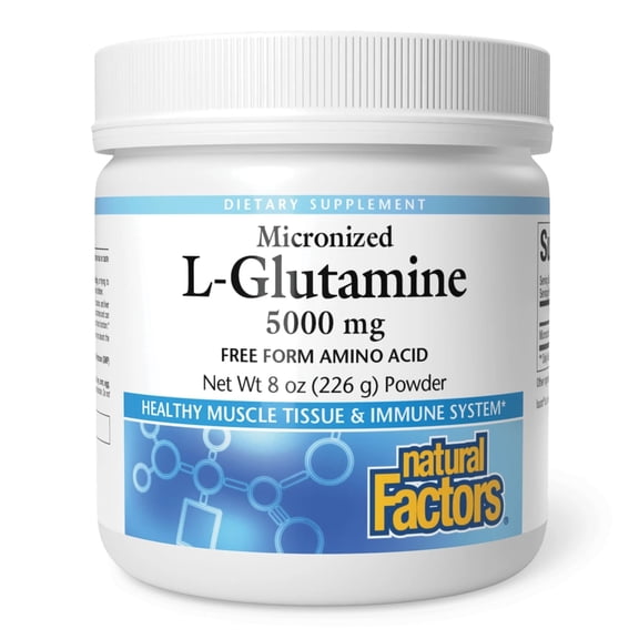 Natural Factors Micronized L-Glutamine Drink Mix 5000 mg, Supports Muscles and Immune Function, 8 Oz