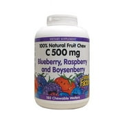 Natural Factors Kids Chewable Vitamin C 500 mg, Supports Immune Health, Bones, Teeth and Gums, Blueberry, Raspberry and Boysenberry, 180 Wafers