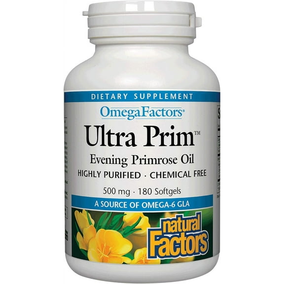 Natural Factors Omega Factors, Ultra Prim Evening Primrose Oil, 500 mg, 180 Softgels