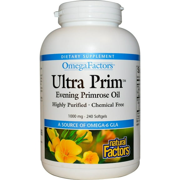 Natural Factors Omega Factors, Ultra Prim Evening Primrose Oil, Promotes Women's and Immune Health with Omega-6 GLA, 240 Softgels