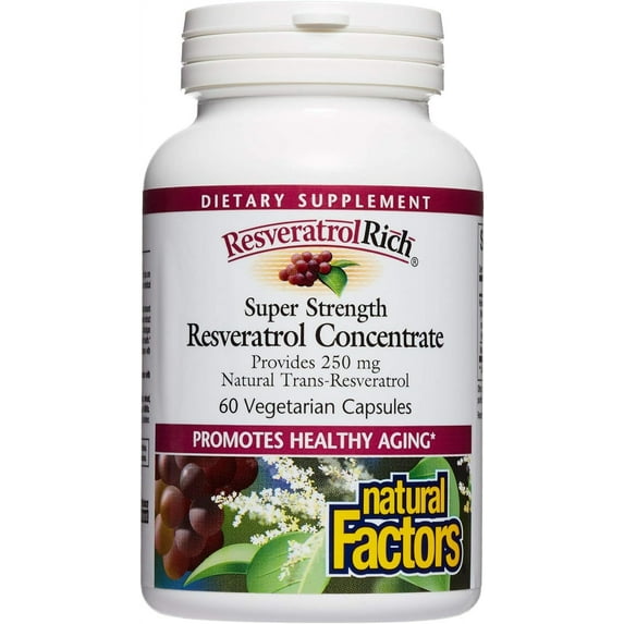Natural Factors ResveratrolRich, Super Strength Resveratrol Concentrate, Promotes Healthy Aging, 60 Capsules