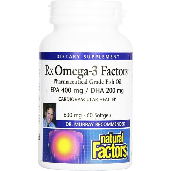 Natural Factors RxOmega-3, Natural Support for Heart Health with DHA and EPA, Daily Dietary Supplement, 60 Softgels
