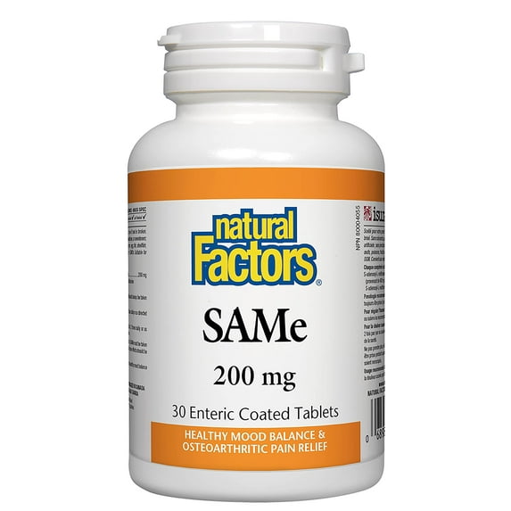 Natural Factors SAMe 200mg, Joint Support, 30 Enteric Coated Tablets