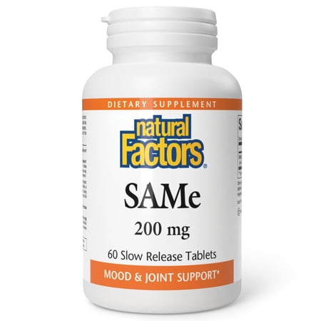 Natural Factors SAMe 200 mg, Helps Improve Joint Health, 60 Tablets
