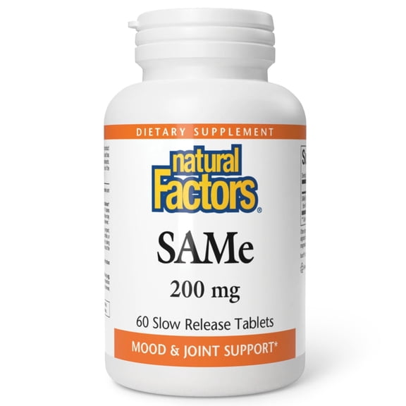 Natural Factors SAMe 200 mg, Helps Improve Joint Health, 60 Tablets