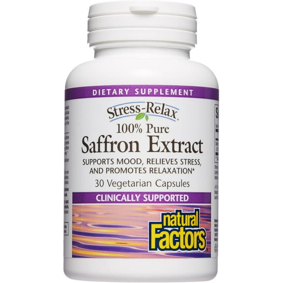 Natural Factors Stress-Relax Affron Saffron Extract 28 mg, 30 Vegetarian Capsules
