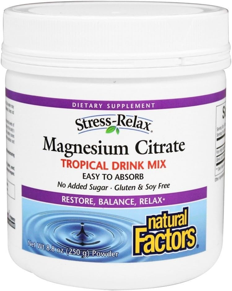 Natural Factors Stress-Relax Magnesium Citrate Tropical Drink Mix-8.8 Ounces