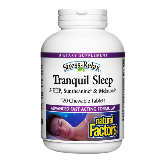 Natural Factors Stress-Relax Tranquil Sleep Chewable, Supports the Full Sleep Cycle, 120 Tablets