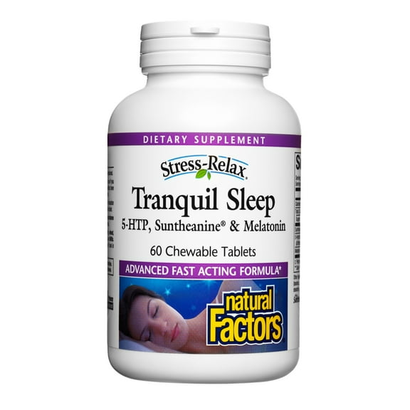 Stress-Relax Chewable Tranquil Sleep by Natural Factors, Tropical Fruit Flavor, 60 Tablets
