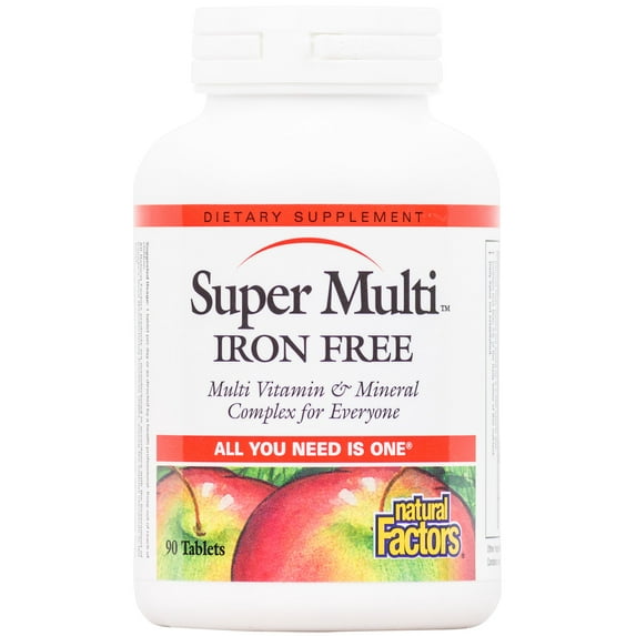 Natural Factors Super Multi, Iron Free Daily Multivitamin and Mineral Support, 90 Tablets