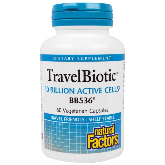 Natural Factors TravelBiotic BB536 10 Billion Active Cells 60 Veggie Caps