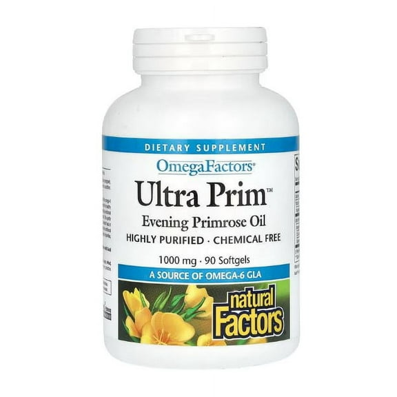 Natural Factors Ultra Prim Evening Primrose Oil 1000mg, A Natural Source of Omega-6 GLA, 90 Softgels