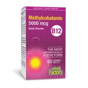 Natural Factors Vitamin B12 Methylcobalamin 5000 mcg, Chewable Support for Energy and Immune Health, Vegetarian, 60 Tablets