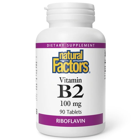 Natural Factors Vitamin B2 Riboflavin 100 mg, Support for Energy & Normal Metabolism, 90 Tablets