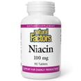 thumbnail image 1 of Natural Factors Vitamin B3 Niacin 100 mg, 90 Tablets, 1 of 7