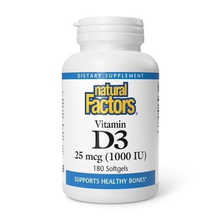 Natural Factors Vitamin D3 1000 IU (25 mcg), Supports Strong Bones, Muscles and Immune Function, 180 Tablets