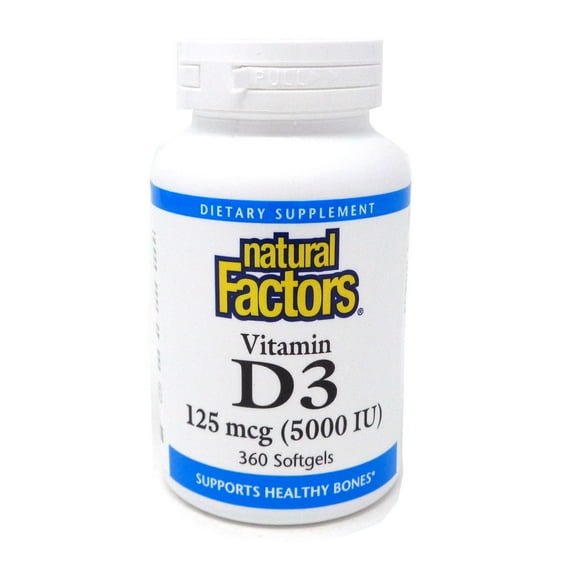 Natural Factors Vitamin D3 125 mcg (5000IU) - 360 Softgels