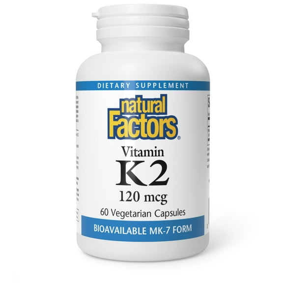 Natural Factors Vitamin K2 100 mcg, Supports Bone and Vascular Health, 60 Capsules