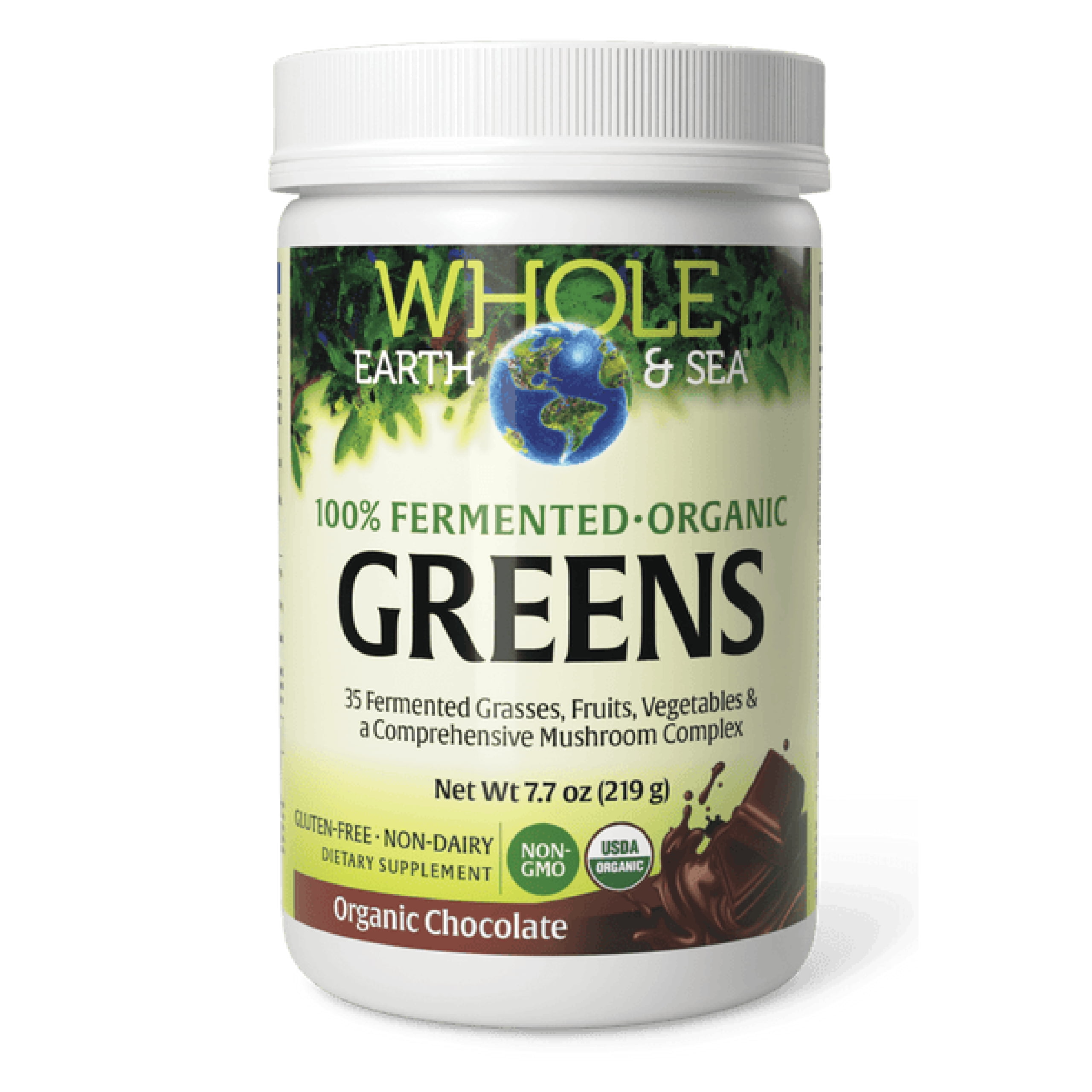 Natural Factors Whole Earth & Sea, Organic Fermented Greens, Vegan Whole Food Supplement, Chocolate, 7.7 Oz