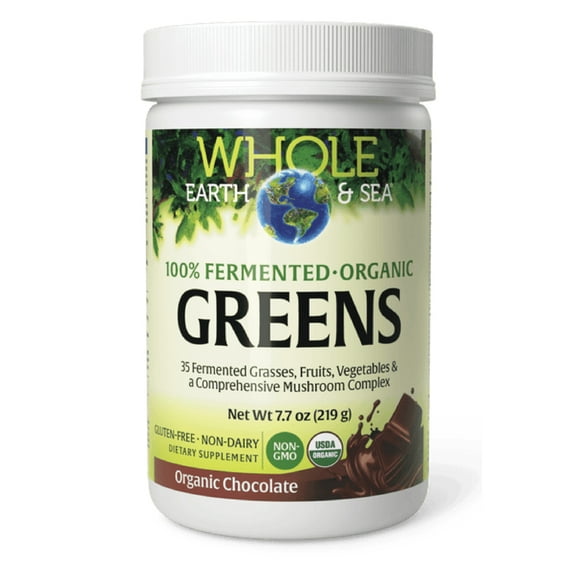 Natural Factors Whole Earth & Sea, Organic Fermented Greens, Vegan Whole Food Supplement, Chocolate, 7.7 Oz