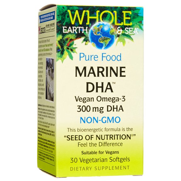 Natural Factors Whole Earth & Sea, Marine DHA Omega-3, 30 Vegetarian Softgels