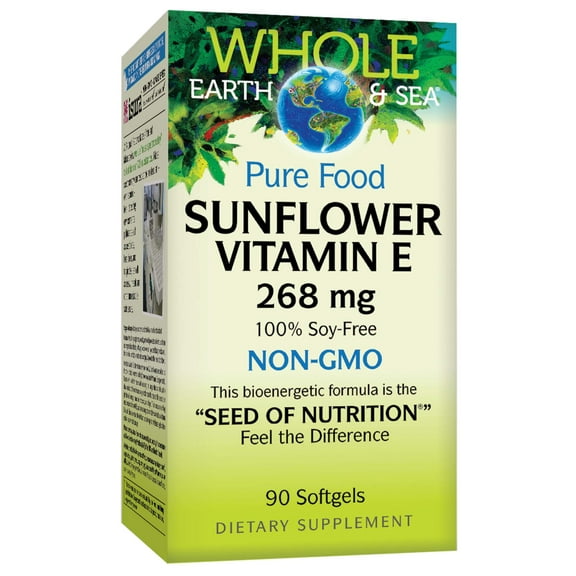 Natural Factors Whole Earth & Sea, Sunflower Vitamin E, Whole Food Supplement, 90 Softgels