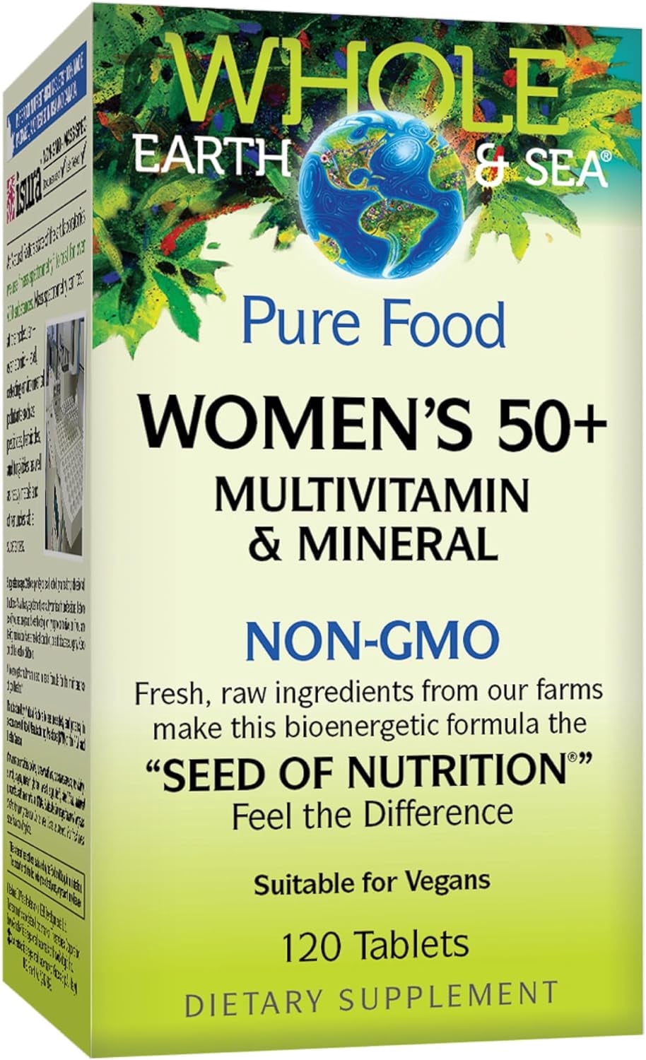 Natural Factors Whole Earth & Sea from, Women's 50+ Multivitamin & Mineral, Vegan, 120 Tablets