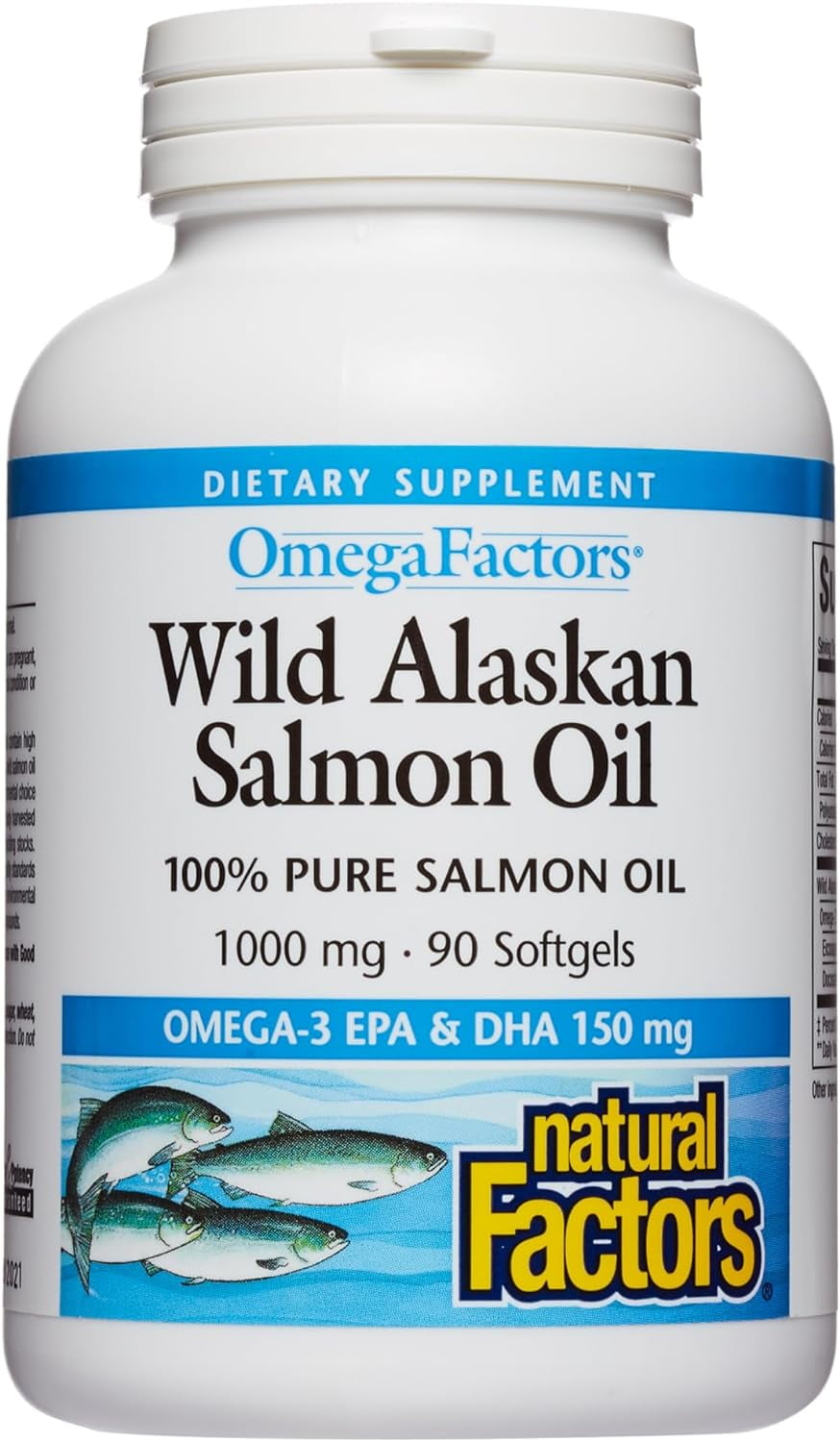 Natural Factors Wild Alaskan Salmon Oil Provides Omega-3, EPA, DHA & Vitamin D, Supports Brain & Heart Health, 90 Softgels