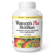 Natural Factors Womens Plus MultiStart Daily Multivitamin, Nutritional Support for Each Stage of Menopause, 180 tablets
