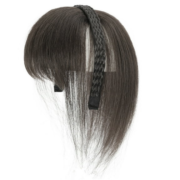 Natural False Bangs Hair Piece Headband Wispy Bangs Air Bangs for Daily Wear Hair Extension Synthetic HairBand Bangs
