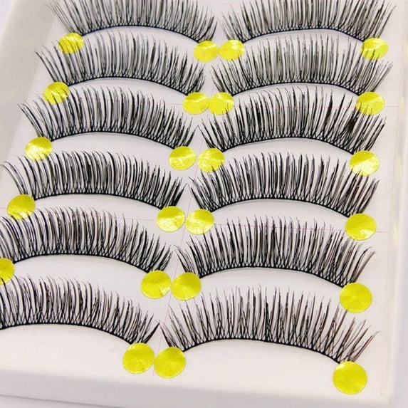 Natural False Eyelashes 10-Pair Set Premium Material Easy Application Reusable for Daily Wear