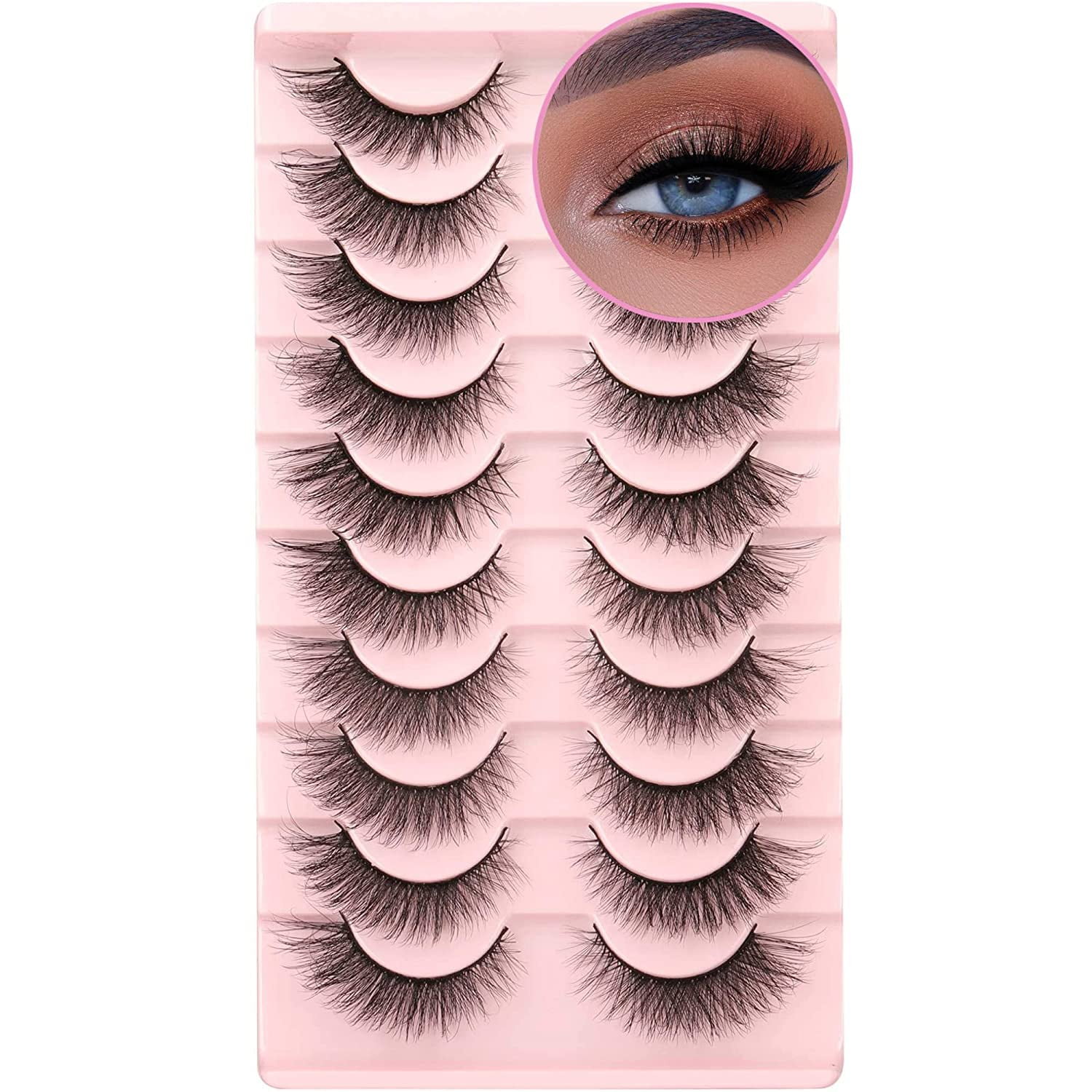 Natural False Eyelashes Mink Lashes Wispy Cat Eye Lashes Fluffy