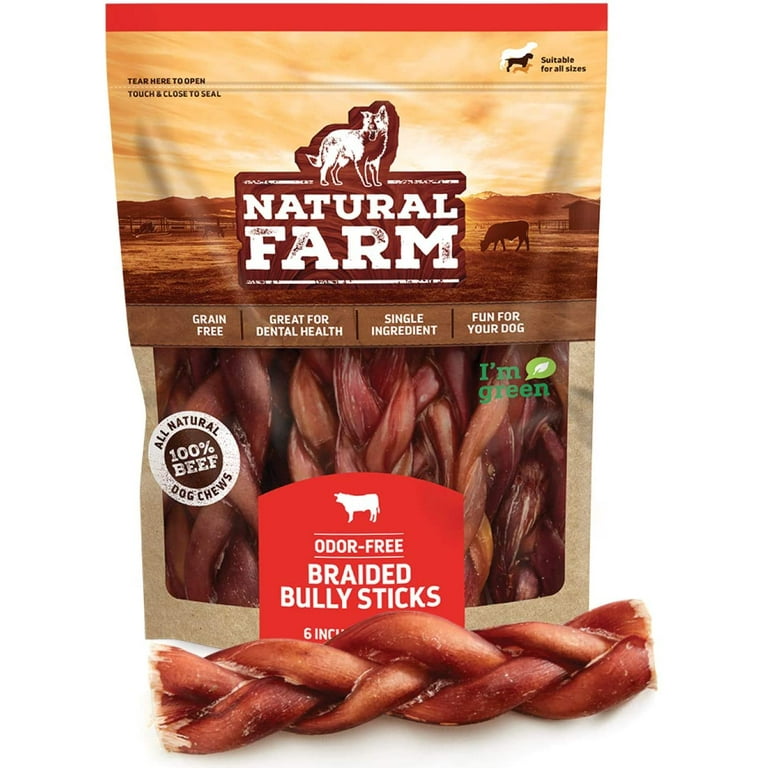 Natural Farm Braided Bully Sticks Treat Chew for Small Medium