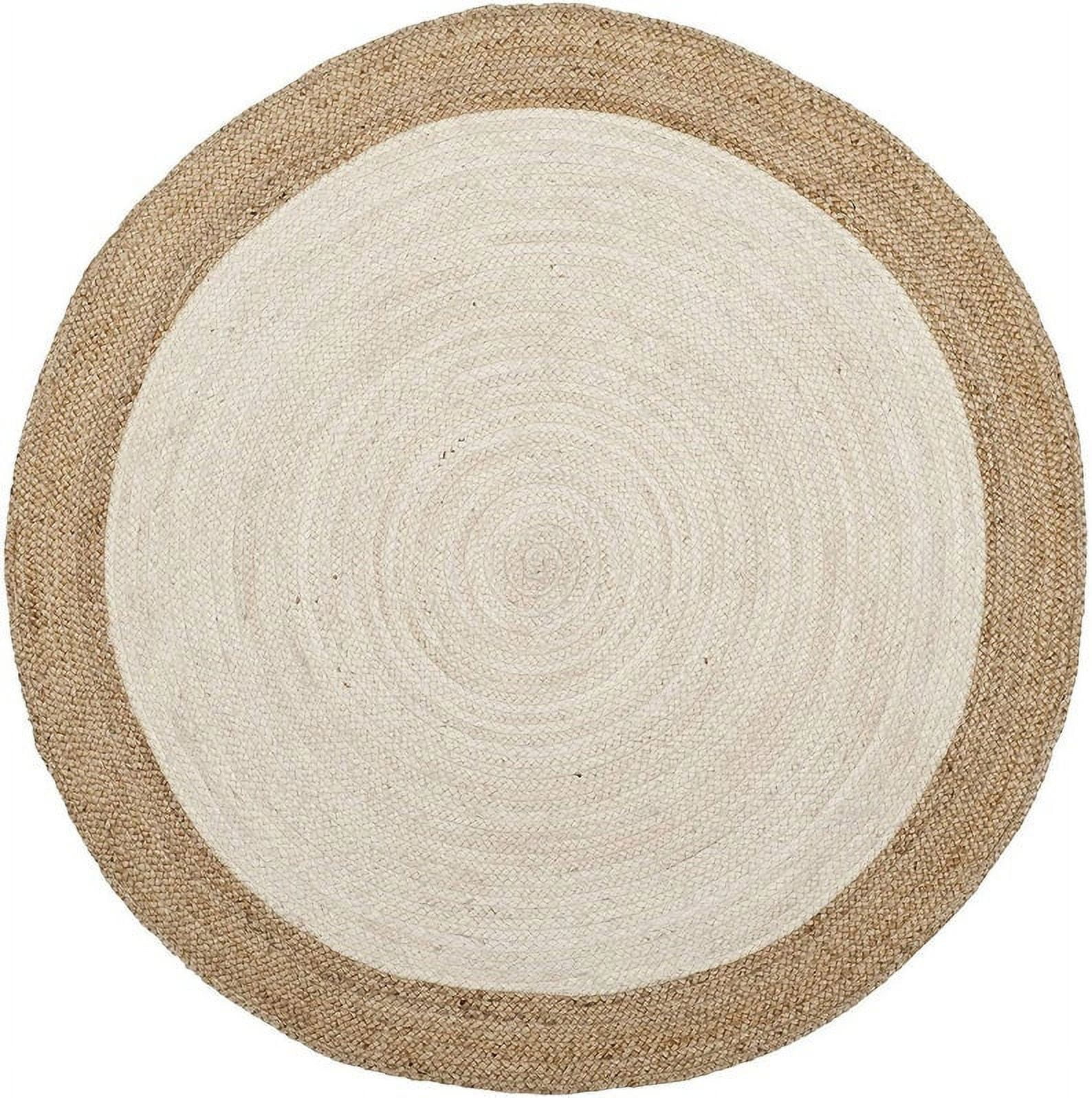 Natural Farmhouse Inner White Jute Round Rug Size 2 x 2 Feet