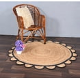 thumbnail image 1 of Natural Farmhouse Jute Round Rug with Black Border Design, Scalloped Round Rug Size 4 x 4 Feet, 1 of 4