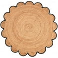 thumbnail image 1 of Natural Farmhouse Jute Round Rug with Black Border Design, Scalloped Round Rug Size 7 x 7 Feet, 1 of 3