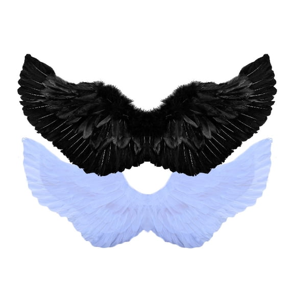 Natural Feather Angel Devil Wing Costume Prop, Black White Optional Large Realistic Feather Wings, Multipurpose Halloween Cosplay Wedding Photo Shoot Gothic Party Wall Hanging Decor Ornament-Black