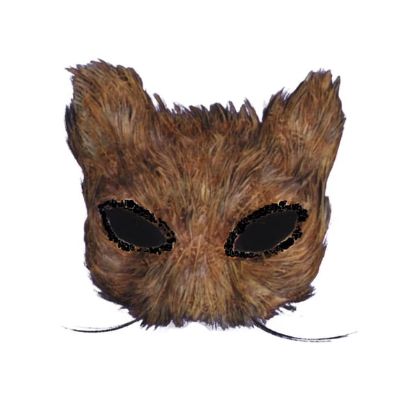 Natural Feather Cat Mask Halloween Accessory
