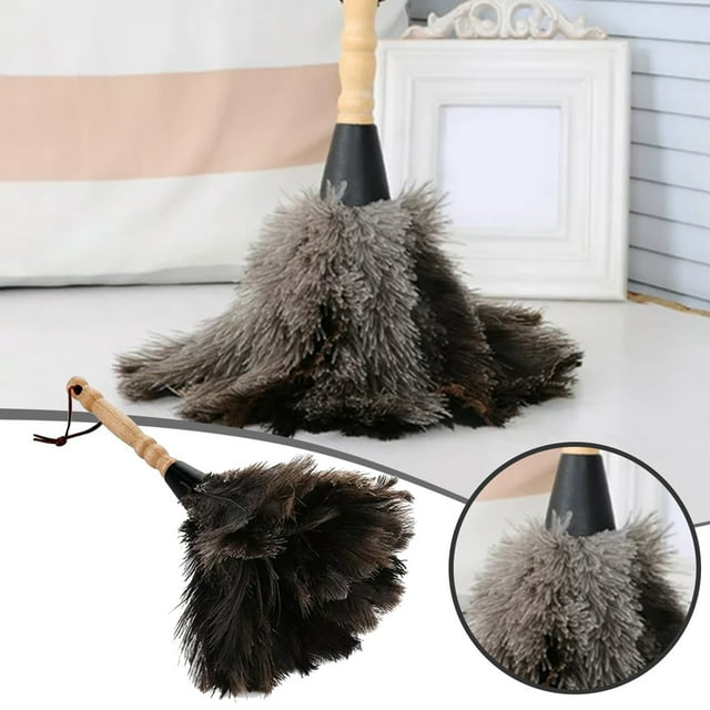 Natural Feather Duster With Wooden Handle Brush Siding Brush with