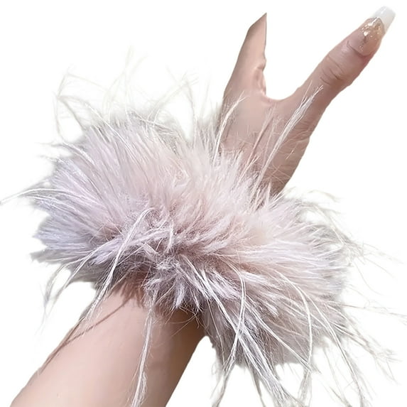 Natural Feathered Scrunchies Gentle On Scalp Soft Hair Accessories Easy Maintenance Feathered Cuffs For Comfortable Wear