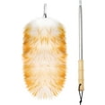 Natural Feathers Duster,Lambswool Duster with Solid Wooden Long Handle