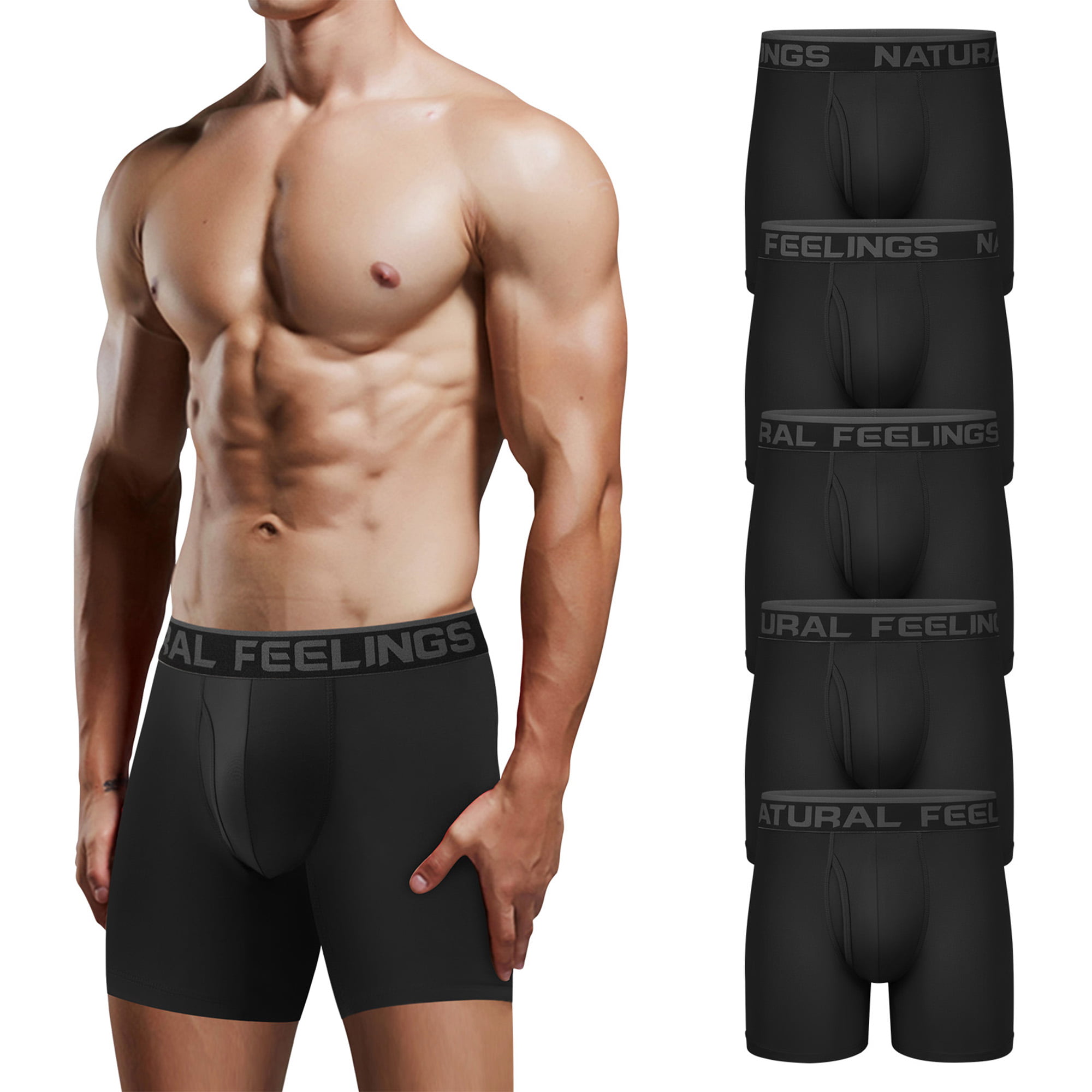 Natural Feelings Athletic Mens Underwear Boxer Briefs for Men pack 4 Pack S  at  Men's Clothing store