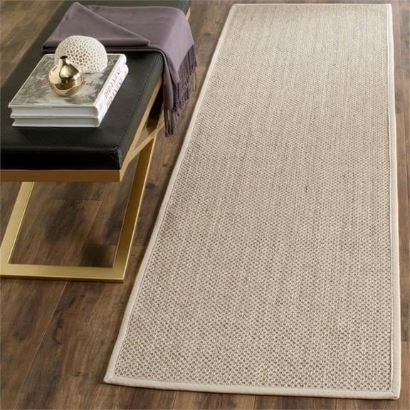 Natural Fiber Collection Area Rug - 2'6" x 4', Marble & Beige, Sisal, Woven Design with Border (NF143C)