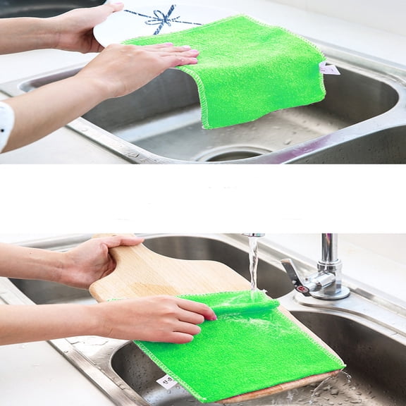 Natural Fiber Dishcloth – Super Thin High Absorbent Kitchen Towel, Non-Oil Retaining Cleaning Rag for Dishes Pots Countertops, Reusable Dry Towel for Dining & Bar 9.06 × 7.07 in